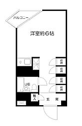 ミリオンコート多摩川 3階ワンルームの間取り