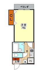 キャンベラ24 4階1Kの間取り