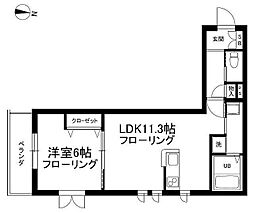 B-Flat 2階1LDKの間取り