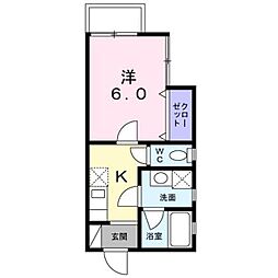 ArtBrut中落合 1Kの間取図画像