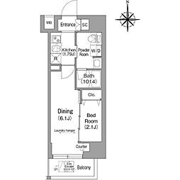 コンフォリア・リヴ下落合 6階1DKの間取り