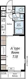 ガーデンfuku 1Kの間取図画像