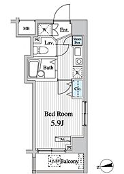 グレース早稲田 10階1Kの間取り