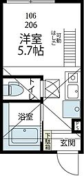 G・Aタウン川崎大師 ワンルームの間取図画像