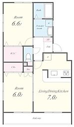 ヴィラコート高松 2階2LDKの間取り