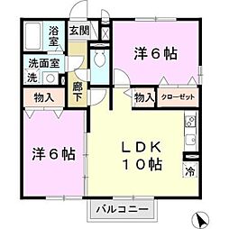 神鉄粟生線 鈴蘭台西口駅 徒歩6分の賃貸アパート 1階2LDKの間取り