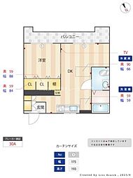 ラピス等々力 1DKの間取図画像
