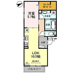 ボヌール南久宝寺 1LDKの間取図画像