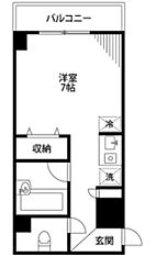 ベルメゾン高輪 1階ワンルームの間取り