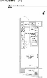 プラウドフラット板橋本町 1Kの間取図画像