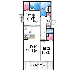 堺市北区東雲東町1丁マンション 2LDKの間取図画像