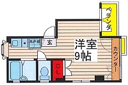 リバティー1 ワンルームの間取図画像