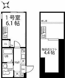 ハーミットクラブハウスT-ONE 1Kの間取図画像