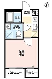 ソレイユ西大宮 1Kの間取図画像
