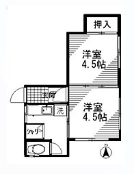 コーポ高柳2 2Kの間取図画像