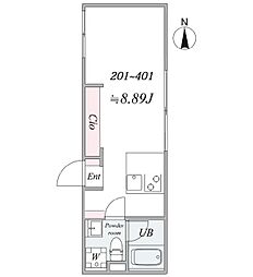 trias611 1Kの間取図画像