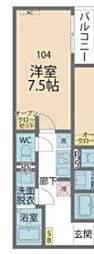 相模原市緑区橋本4丁目アパート 1Kの間取図画像