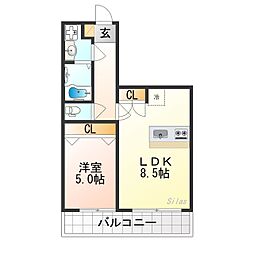 ARCA嵯峨嵐山 2階1LDKの間取り