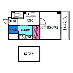 ブリリアント・コア 1DKの間取図画像