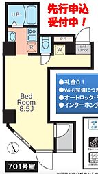 BloomTowerUeno ワンルームの間取図画像
