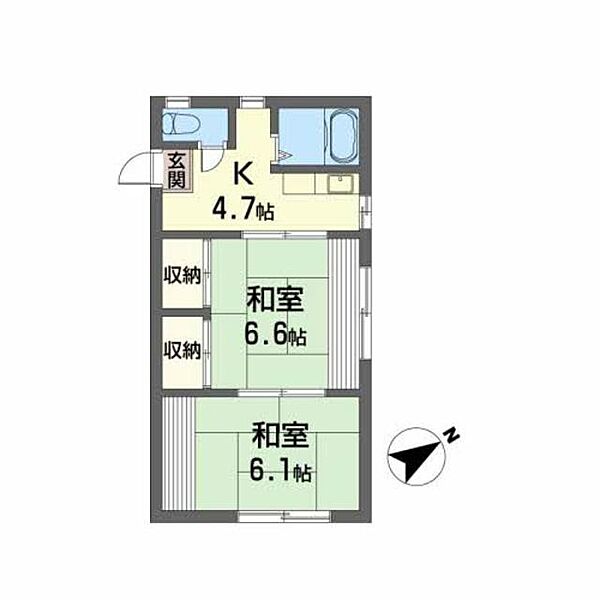 メゾンミキ 103｜宮城県仙台市太白区西の平１丁目(賃貸アパート2K・1階・36.00㎡)の写真 その2