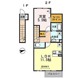 D-roomKuki 1LDKの間取図画像
