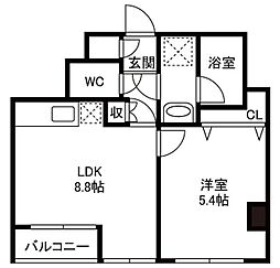 亀戸天神東スカイマンション 3階1LDKの間取り