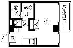 トライアングル旗の台 ワンルームの間取図画像