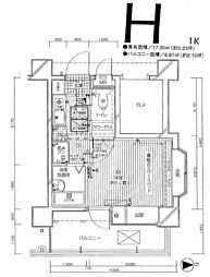 リバー・デイズ綱島 1Kの間取図画像