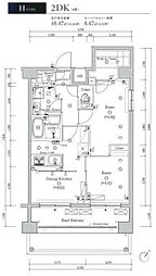 スカイコートヴィスタ隅田公園 6階2DKの間取り