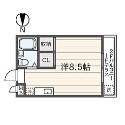 フラット連光寺A ワンルームの間取図画像