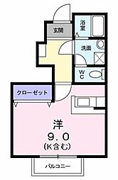 ベルシャトレ ワンルームの間取図画像