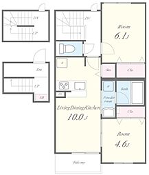 グレーヌ東寺 3階2LDKの間取り