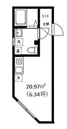COCOFLATOJI ワンルームの間取図画像