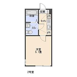 プラムツリーズ矢部 1Kの間取図画像