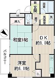 M'sガーデン 2DKの間取図画像