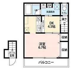 ドミール西初石B 1DKの間取図画像