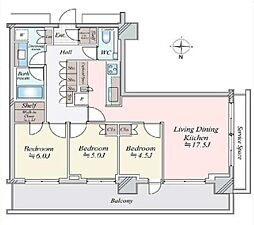 パークシティ中野ザタワーエアーズ 3LDKの間取図画像