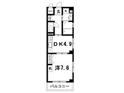 SevenSeas城見 1DKの間取図画像