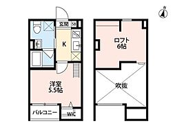 神戸市海岸線 苅藻駅 徒歩9分の賃貸アパート 2階1Kの間取り