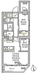 アークマーク南品川 2階2LDKの間取り