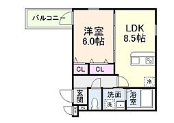 京阪本線 大和田駅 徒歩6分の賃貸アパート 1階1LDKの間取り