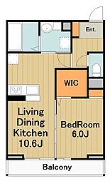 サンパティーク矢部 1階1LDKの間取り
