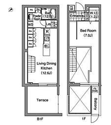 コンフォリア早稲田 1LDKの間取図画像