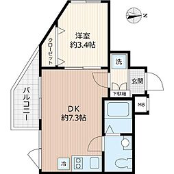 Beverly Homes下赤塚 2階1DKの間取り