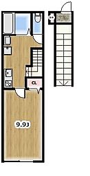 Olive Terrace西亀有 2階1Kの間取り