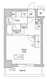 アーバンパーク綾瀬 6階1Kの間取り