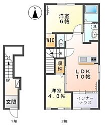 JR東海道本線 沼津駅 バス16分 杉沢下車 徒歩7分の賃貸アパート 2階2LDKの間取り