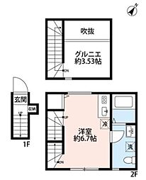 ハナテラス竹ノ塚 2階ワンルームの間取り