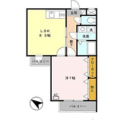 プラム・ユー 1LDKの間取図画像